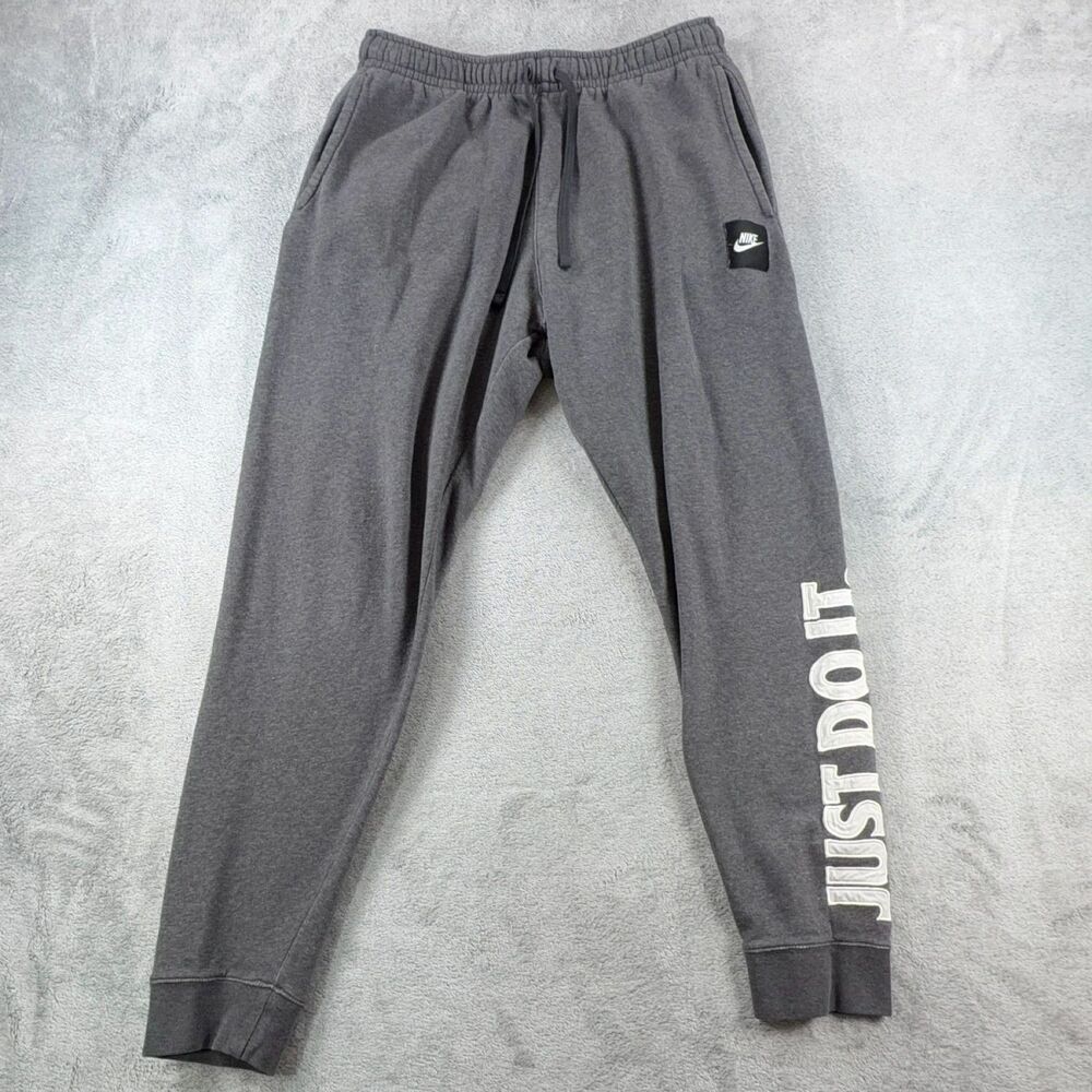 Nike Just Do It Sweatpants BV5114-071 Men's Grey L Fleece Tapered